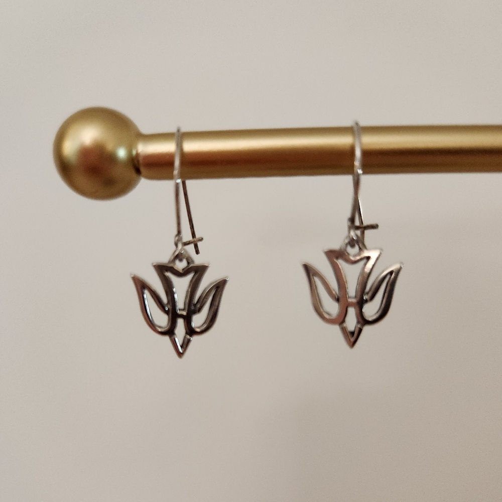 Sterling Silver Dove Drop Earrings - Silver